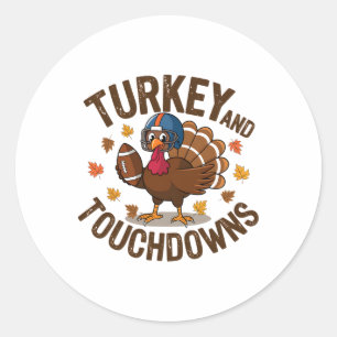 Erntedankfest Truthahn und Touchdowns Footballspie Runder Aufkleber