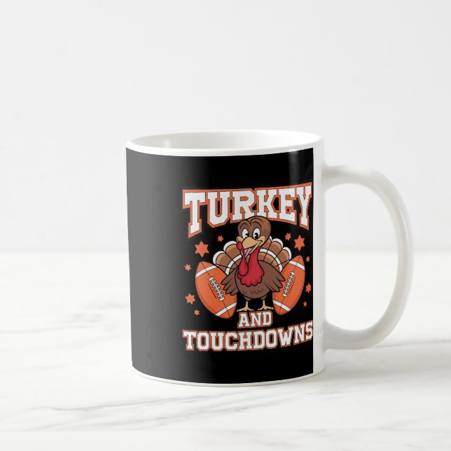 Erntedankfest Truthahn und Touchdowns Footbyll Män Kaffeetasse (Rechts)