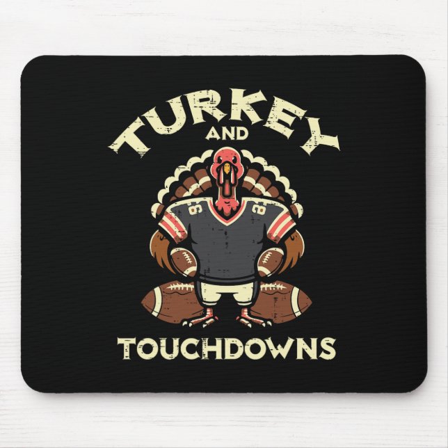Erntedankfest Truthahn und Touchdowns Footbyll Män Mousepad (Vorne)