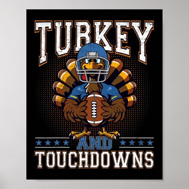 Erntedankfest Truthahn und Touchdowns Footbyll Män Poster (Vorne)