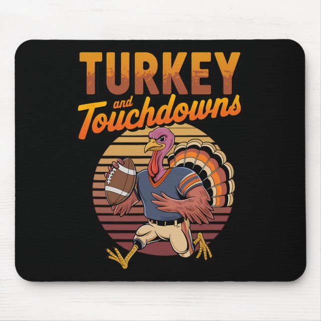Erntedankfest Truthahn und Touchdowns Fußball Männ Mousepad (Vorne)