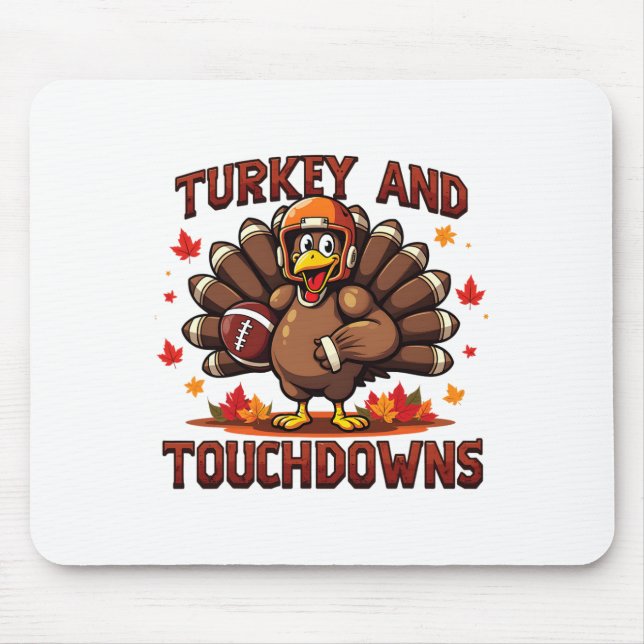 Erntedankfest Truthahn und Touchdowns Fußball Spie Mousepad (Vorne)
