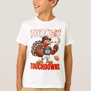 Erntedankfest Truthahn und Touchdowns Lustige Fußb T-Shirt