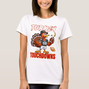 Erntedankfest Truthahn und Touchdowns Lustiger Foo T-Shirt