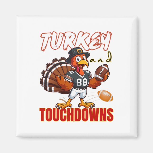 Erntedankfest Truthahn und Touchdowns Lustiger Fuß Magnet (Vorne)