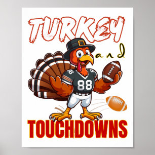 Erntedankfest Truthahn und Touchdowns Lustiges Fuß Poster