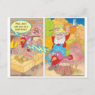 Erntedankfest Truthahn Zurückgehalten Cartoon Gesc Feiertagspostkarte