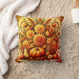 Erntedankfest Vintage Rustikaler Herbst Orange Kissen