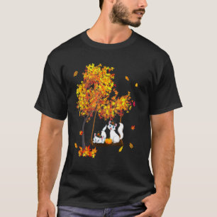 Erntedankfest Zwei Katzen mit Hut fallen Baum Besi T-Shirt