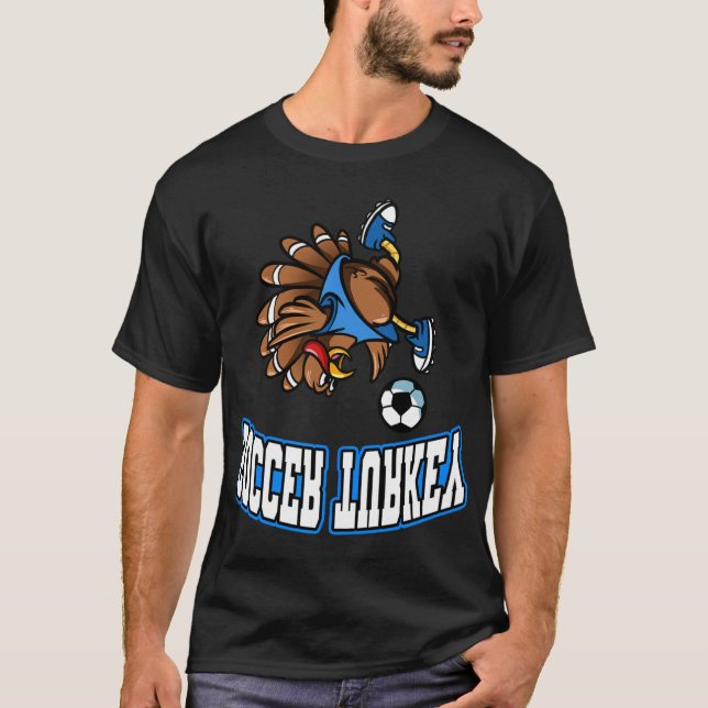 Erntedankfußball Truthahn Fahrrad Kick Männer Jung T-Shirt (Vorderseite)
