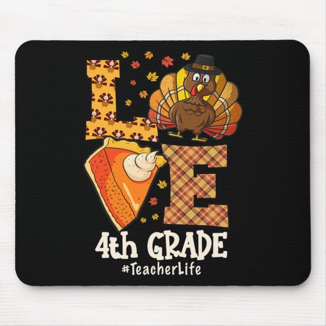 Erntedankliebe 4. Klasse Lehrer Truthahn Herbst  Mousepad (Vorne)