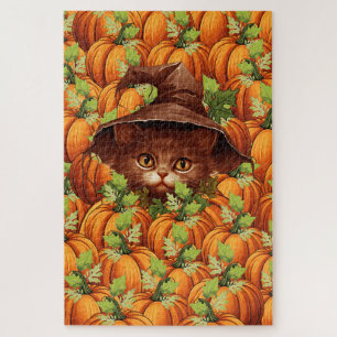ERNTEDANKSAGUNGS-KÜRBISSE SÜSSE KATZE PUZZLE