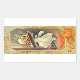 Erntedanktag Mädchen Chef Vintage Aufkleber