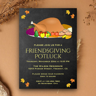 Ernteeinladung zum Potluck-Fest auf Schultafel-Opt Einladung