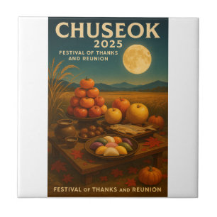 Erntefest & Vollmond" - Chuseok 2025 Fliese