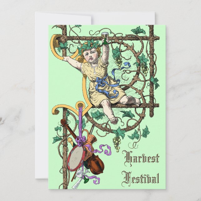 Erntefestspiele Herbst Weinroute Vintager Stil Einladung (Vorderseite)