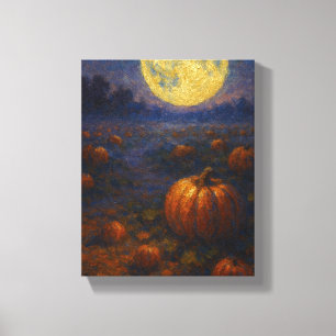 Erntemoon Pumpkin Field - HerbstHalloween Leinwanddruck