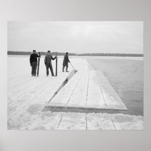 Ernten der Eis-Blöcke, 1906. Vintages Foto Poster