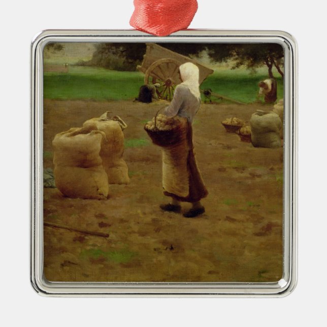 Ernten der Kartoffeln Ornament Aus Metall (Vorne)