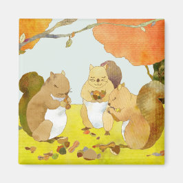 Erntezeit der kleinen Eichhörnchen Magnet