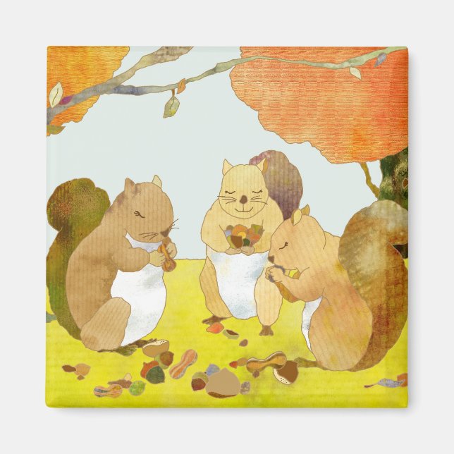 Erntezeit der kleinen Eichhörnchen Magnet (Vorne)