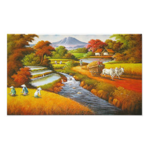 Erntezeit: Eine Landschaft mit einem Berg Fotodruck