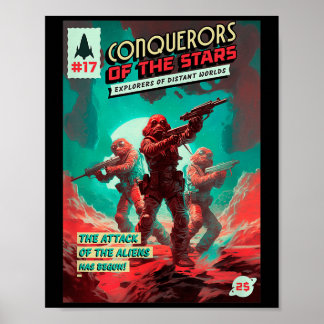 Eroberer der Sterne - Retro Comic Buchübersicht G Poster