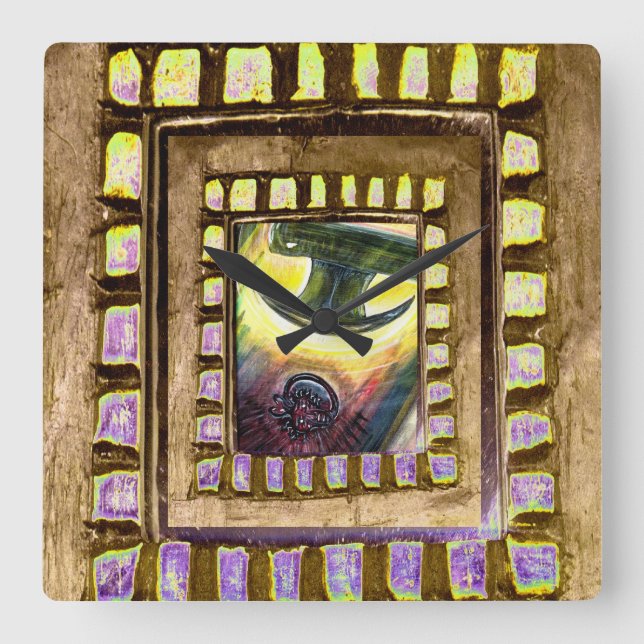 Eroberung des Bösen Quadratische Wanduhr (Vorderseite)