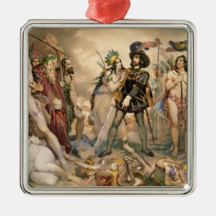 Eroberung von Mexiko Silbernes Ornament