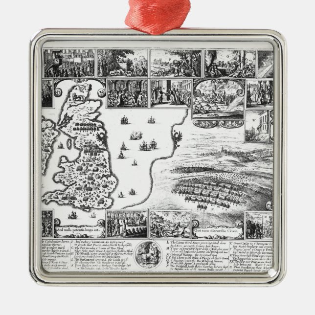 Eroberungen von Gustavus II Adolphus Silbernes Ornament (Vorne)