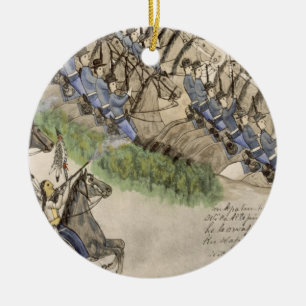 Eröffnung dem Kampf des Little Big Horn (Tinte Keramikornament