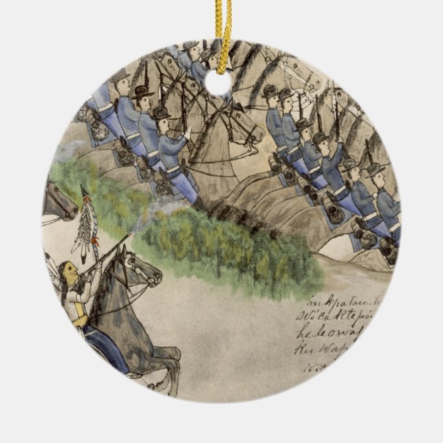 Eröffnung dem Kampf des Little Big Horn (Tinte Keramikornament (Vorne)