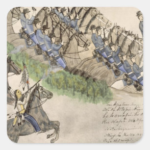 Eröffnung dem Kampf des Little Big Horn (Tinte Quadratischer Aufkleber