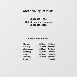 Eröffnung der Zahnarztpraxis Fensteraufkleber