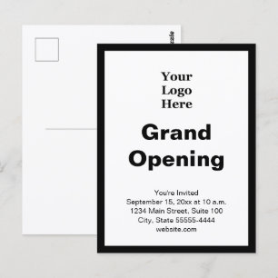 Eröffnungs-Logo Schwarz-Weiß-Einladung Postkarte