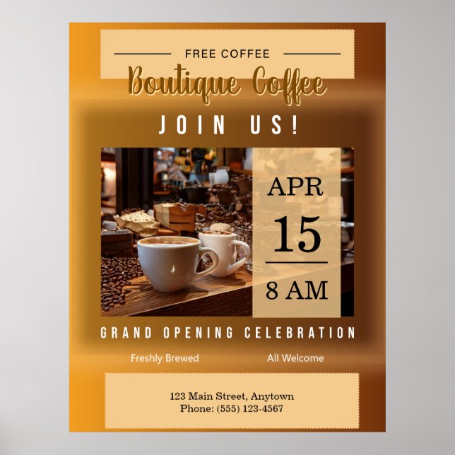 Eröffnungsankündigung des Coffeeshops Poster (Vorne)