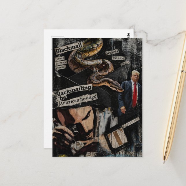 Erpressung Politische Collage Postkarte (Vorderseite/Rückseite Beispiel)