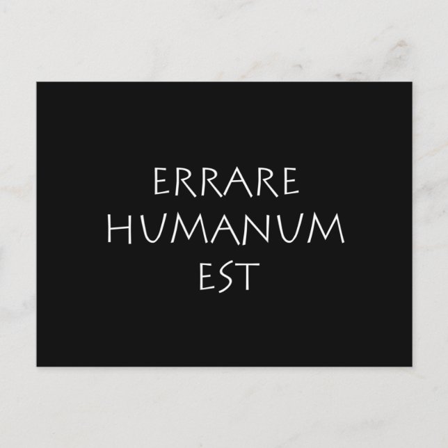 Errare human est postkarte (Vorderseite)