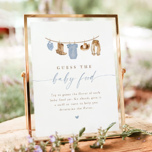 Errate das Babynahrung Cowboy-Baby-Party-Schild Poster