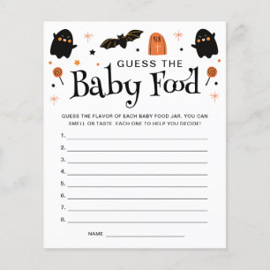 Errate das Babynahrung Halloween-Baby-Shower-Spiel