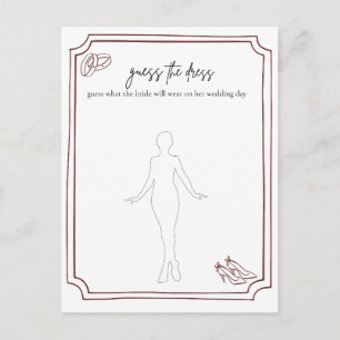 Errate das Brautkleid Hochzeitsdusche-Spiel Postkarte