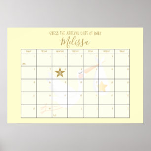 Errate den Geburtstermin Kalender Creme Baby Showe Poster