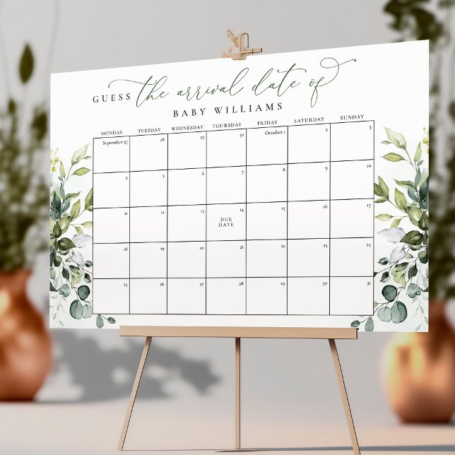 Errate den Geburtstermin-Kalender Eukalyptus Grünp Poster (Von Creator hochgeladen)