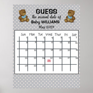 Errate den Geburtstermin-Kalender mit Bärenposter Poster