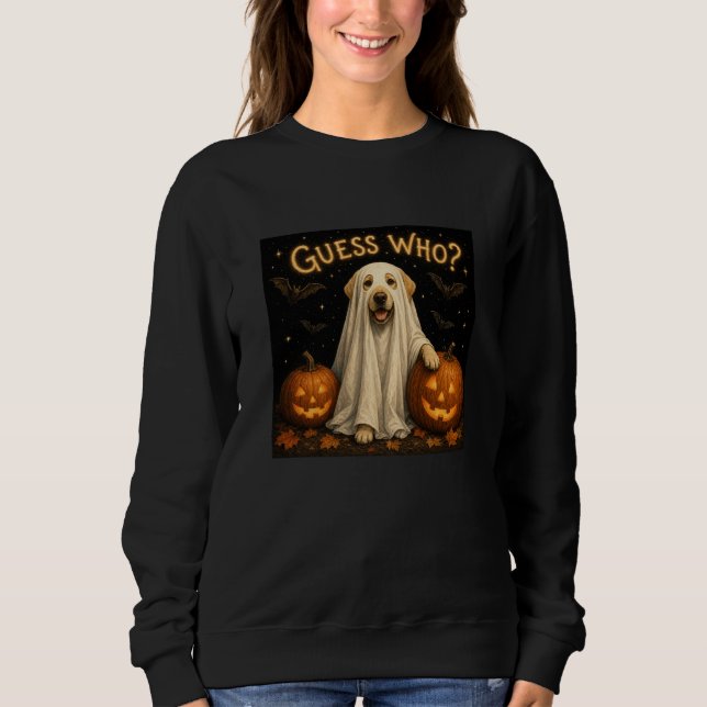 Errate Wer? Halloween-Geist Labrador-Hund-Design Sweatshirt (Vorderseite)
