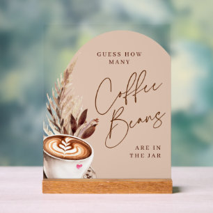 Errate, wie viele Kaffeebohnen im Glas sind Acrylschild