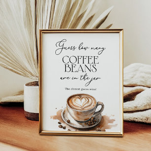 Errate wie viele Kaffeebohnen Party Spiel Poster