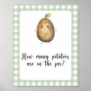 Errate, wie viele Kartoffeln im Glas sind Poster