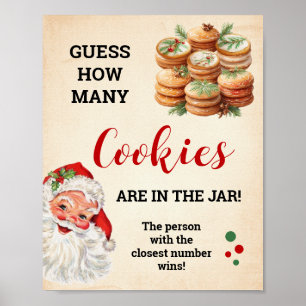 Errate wie viele Kekse Santa Weihnachts-Spiel-Schi Poster