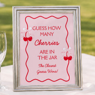 Errate wie viele Kirschen Baby Shower Spiel Poster